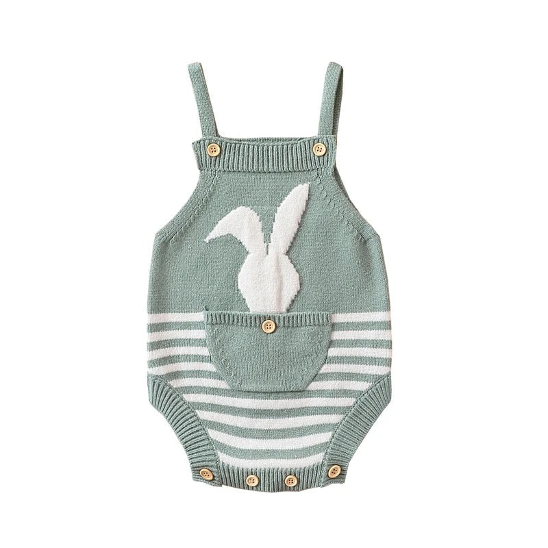 Sparkledots Sage Sweater Knit Easter Bunny Infant Romper 6M