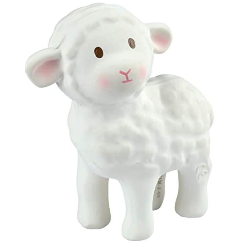 Tikiri Toys Rubber BahBah Rattle, Teether & Bath Toy, Organic Natural Rubber, Ages 6 Months & UP