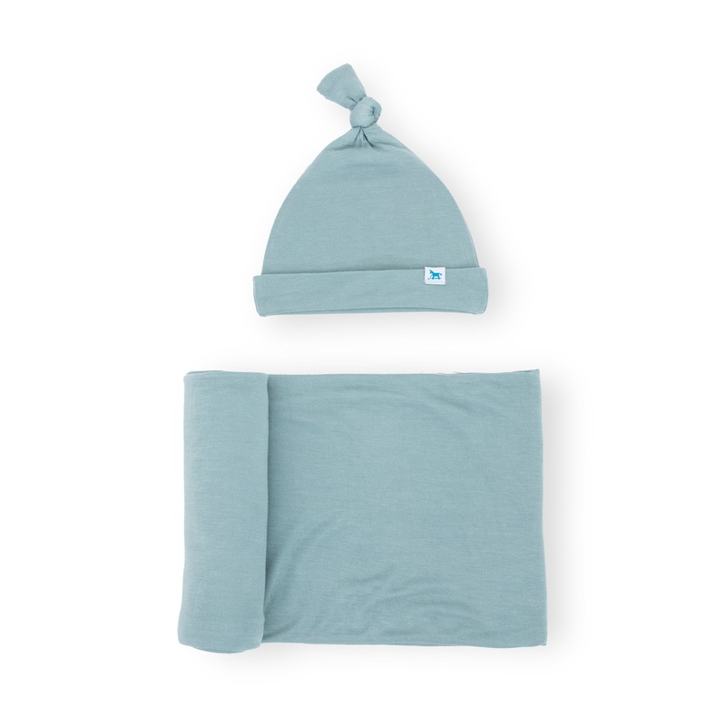 Little Unicorn Stretch Knit Swaddle And Hat Set Soft Blush