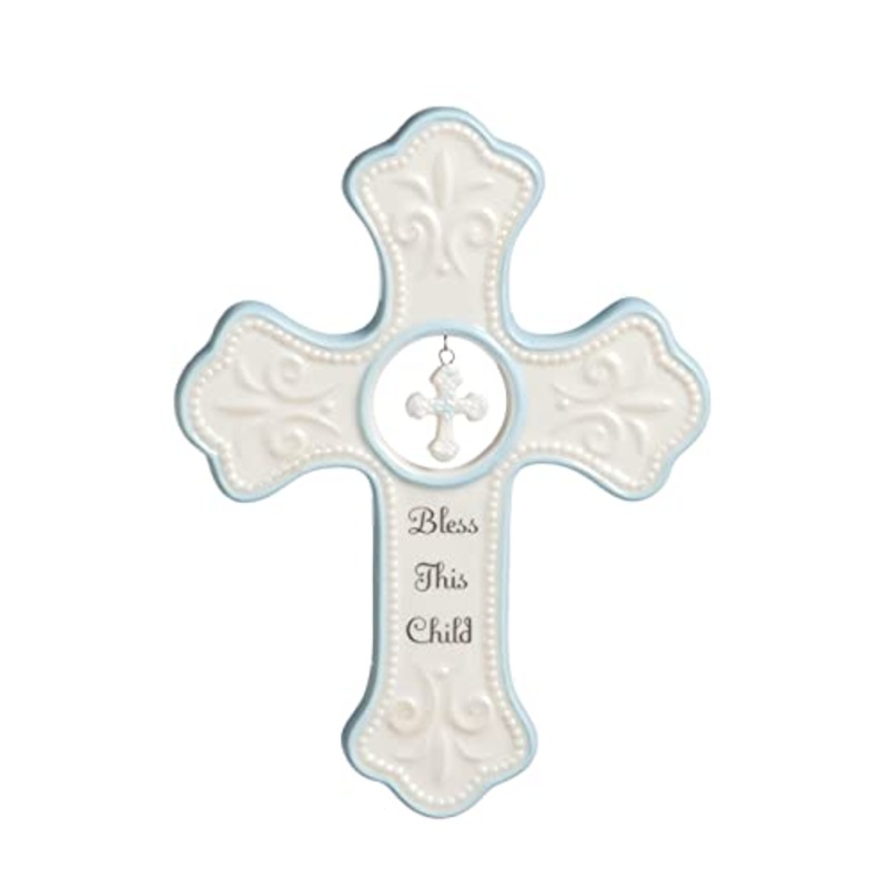 NAT and Jules Bless This Child Hanging Cross, Blue