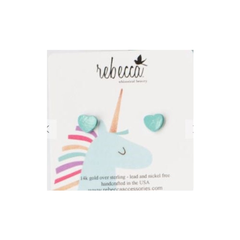 Rebecca Accessories Blue Heart Post Children's Earrings