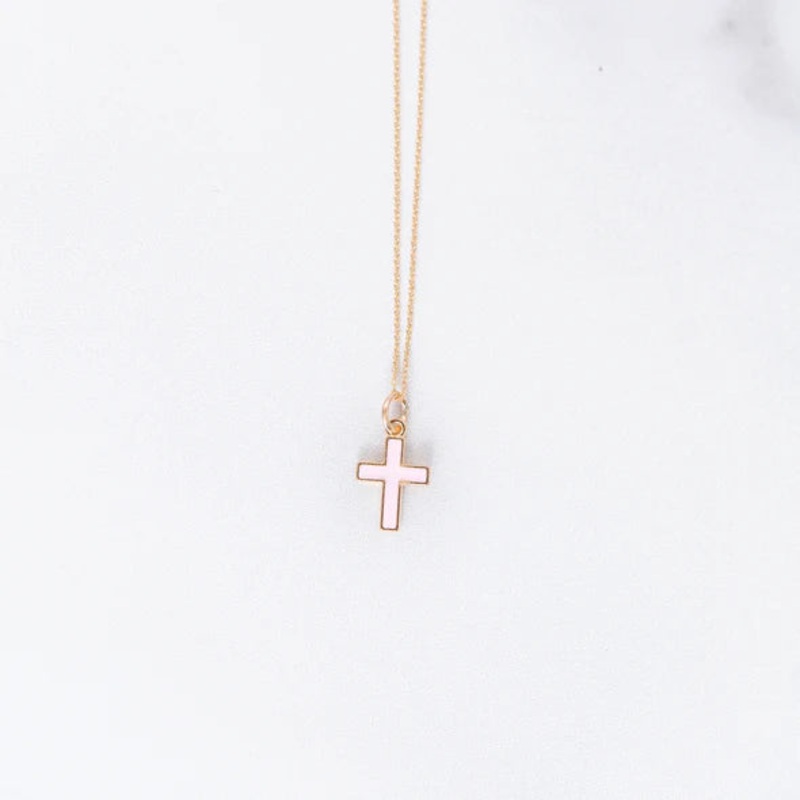 Rebecca Accessories Pink Cross Children's Necklace