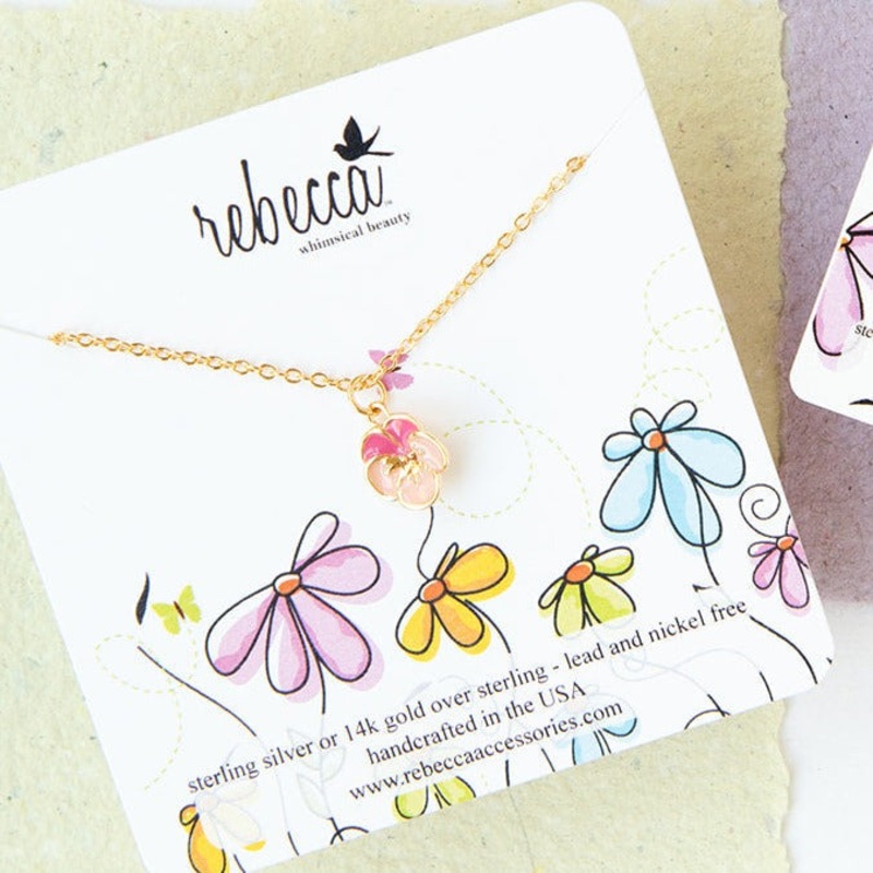 Rebecca Accessories Plumeria Pink Children's Necklace