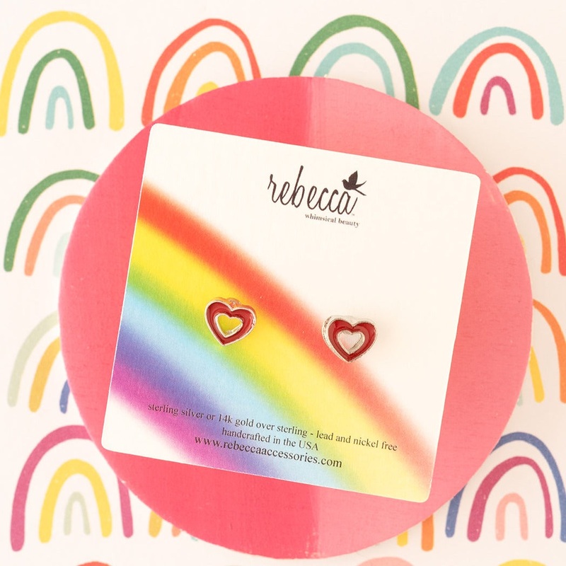 Rebecca Accessories Red Heart Post Children's Earrings