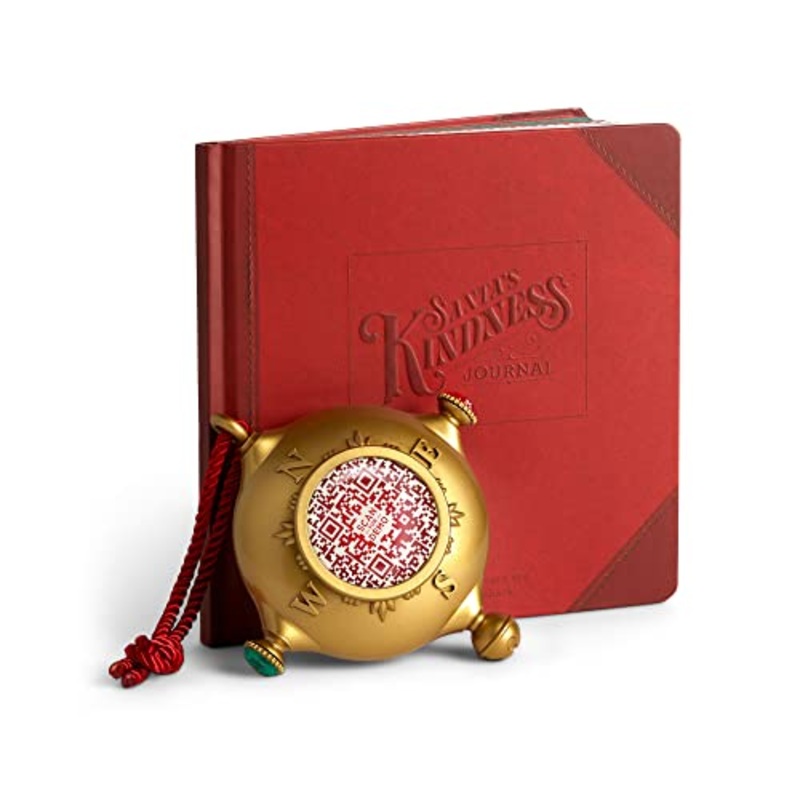 SANTA'S KINDNESS Compass Shaped Christmas, Interactive QR Code, 5 inch Red Rope Hanging Holiday Ornament and 80 Page Writing Journal to Note or Draw Acts of Kindness, 2 Piece Set