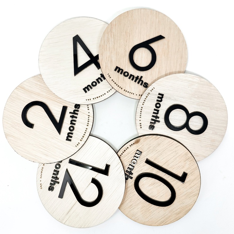 Baby Milestone Signs  Double Sided  (Wood with Black Acrylic)
