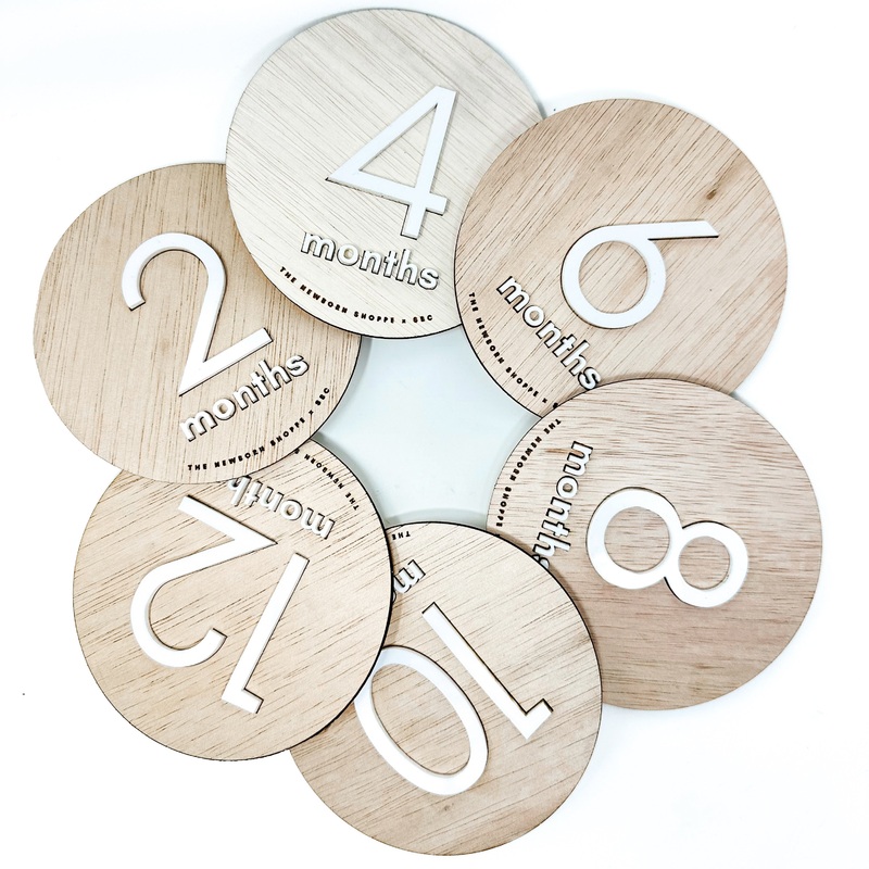 Baby Milestone Signs  Double Sided (Wood with White Acrylic)