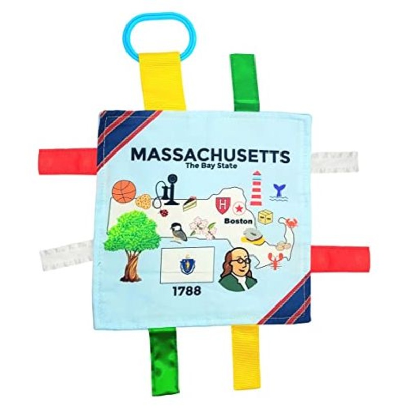 BabyJackCo 8x8 City and State Crinkle Tag Squares Massachusetts