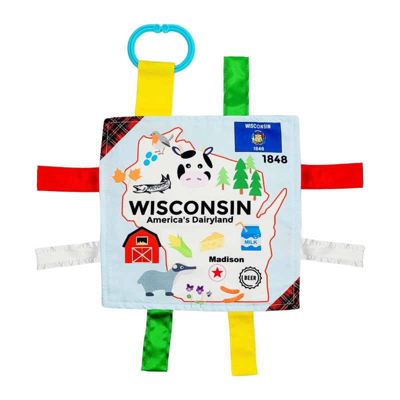 BabyJackCo 8x8 City and State Crinkle Tag Squares Wisconsin