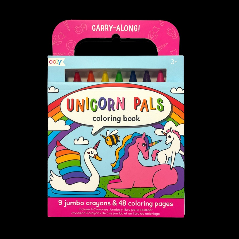 Ooly Carry Along! Coloring Book And Crayon Set, Unicorn Pals, Set Of 9 Crayons