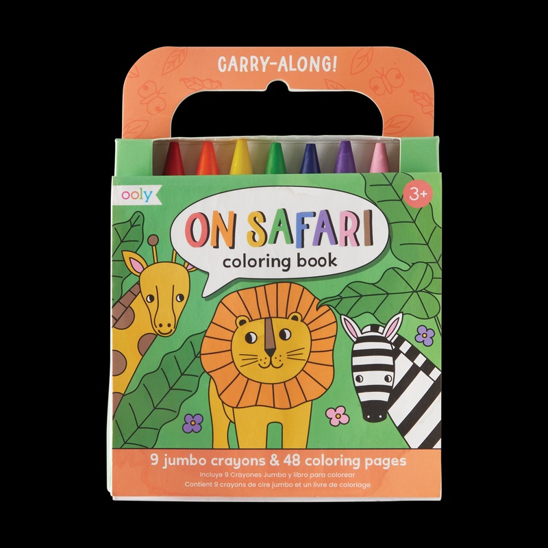 Ooly Carry Along Coloring Book Set, On Safari