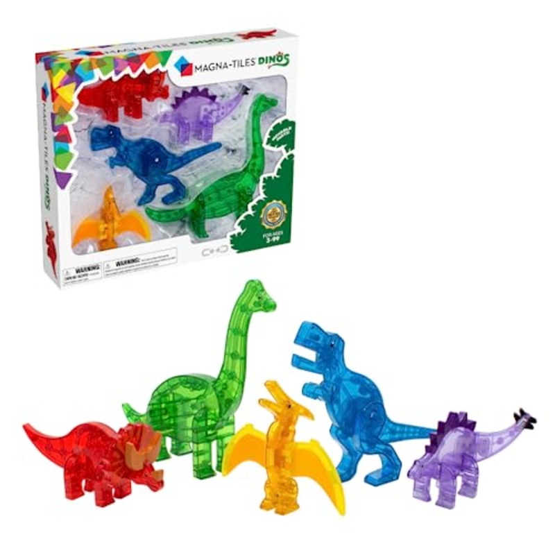 Magna-Tiles Dinos 5-Piece Magnetic Construction Set, The ORIGINAL Magnetic Building Brand