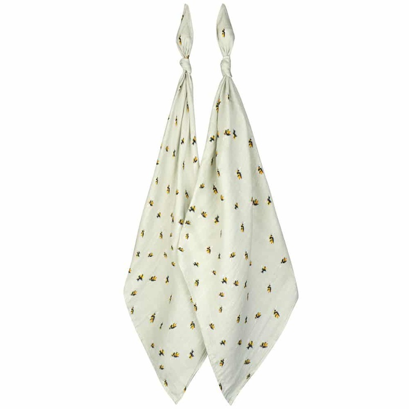 Milkbarn Bumblebee Bamboo Muslin Two-Piece Burp Cloth Set