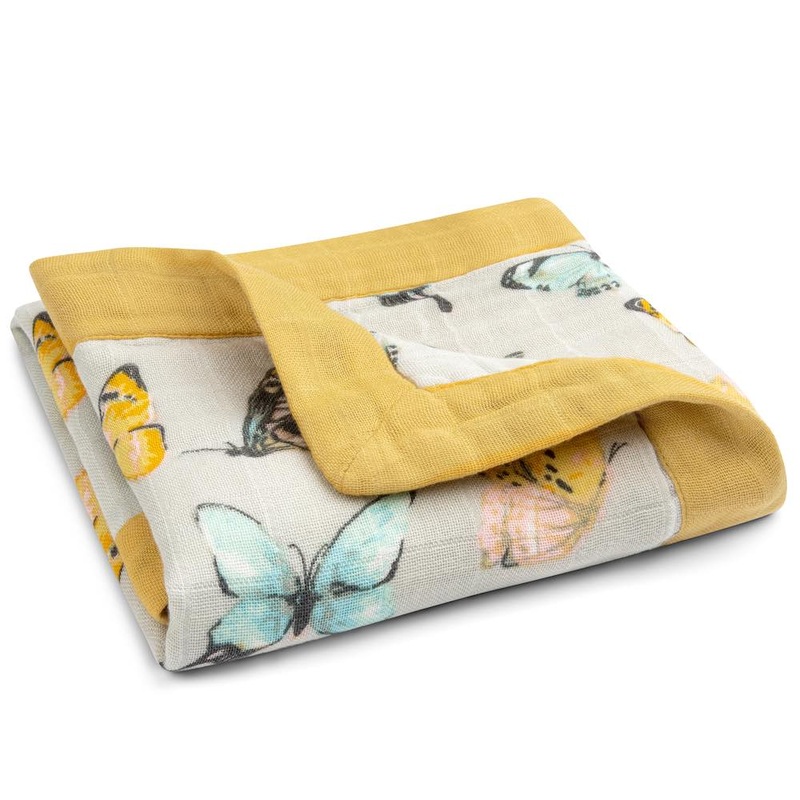 Milkbarn Butterfly Mini Lovey Two-Layer Muslin Security Blanket