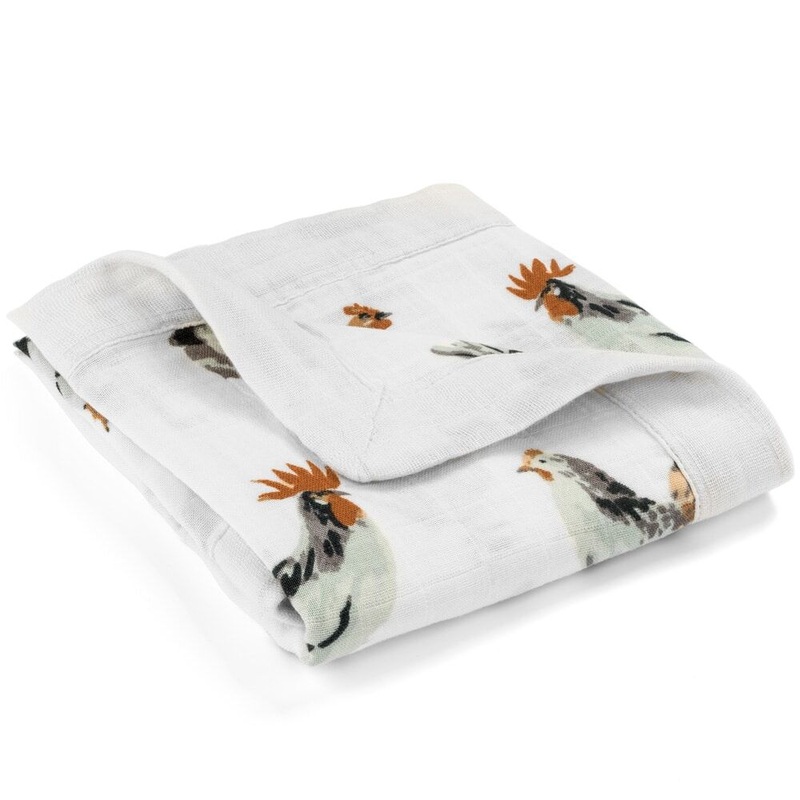 Milkbarn Chicken Mini Lovey Two-Layer Muslin Security Blanket