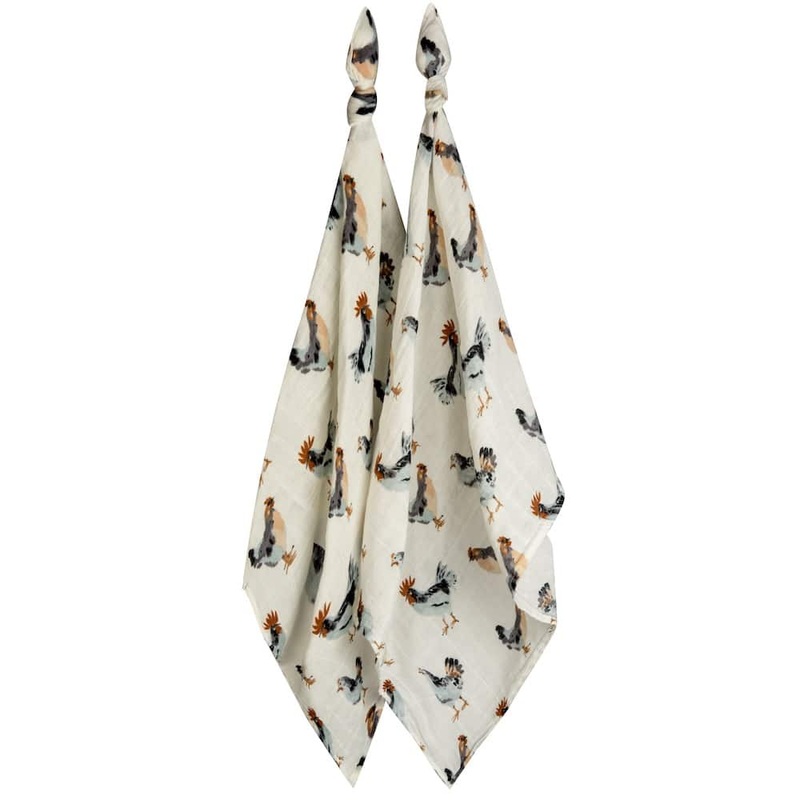 Milkbarn Chicken Organic Cotton Muslin Two-Piece Burp Cloth Set