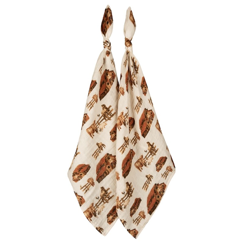 Milkbarn Homestead Organic Cotton Muslin Two-Piece Burp Cloth Set