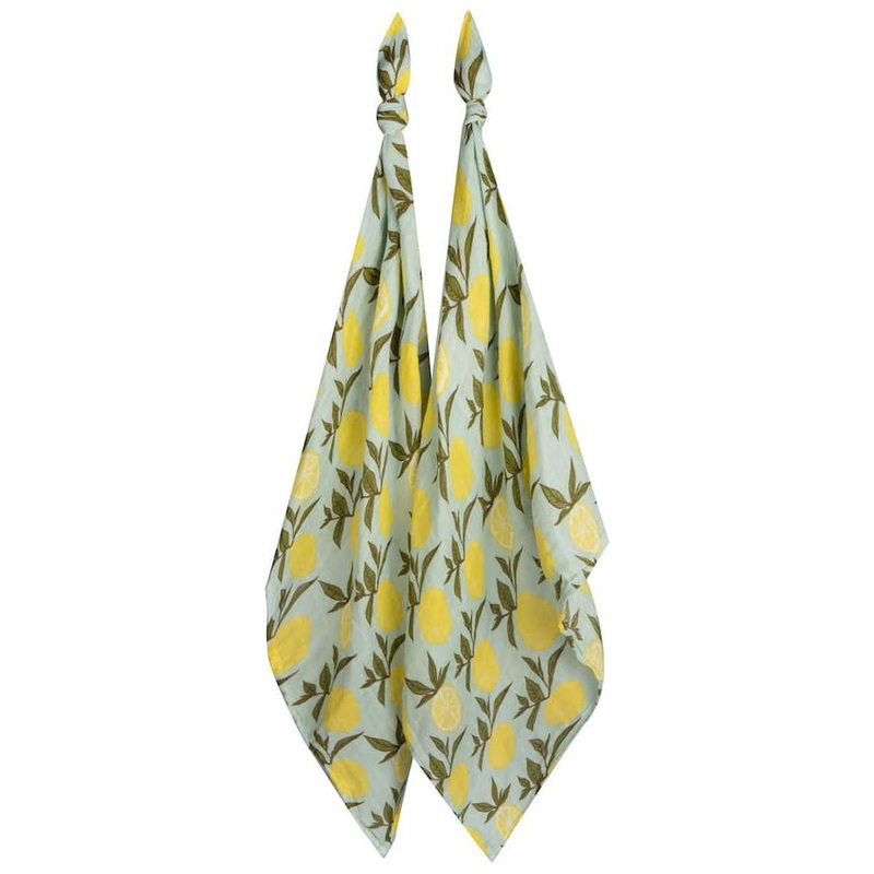 Milkbarn Lemon Organic Cotton Muslin Two-Piece Burp Cloth Set