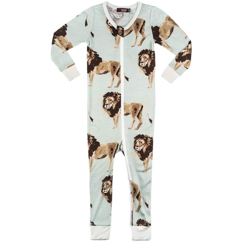 Milkbarn Lion Bamboo Zipper Pajama 3-6M