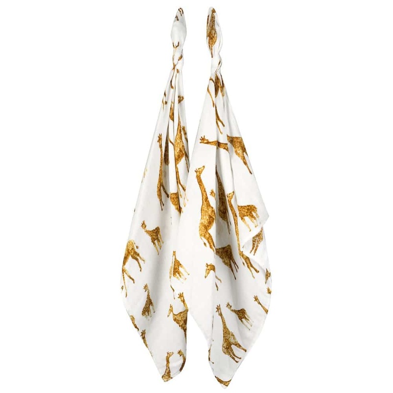 Milkbarn Orange Giraffe Bamboo Muslin Two-Piece Burp Cloth Set