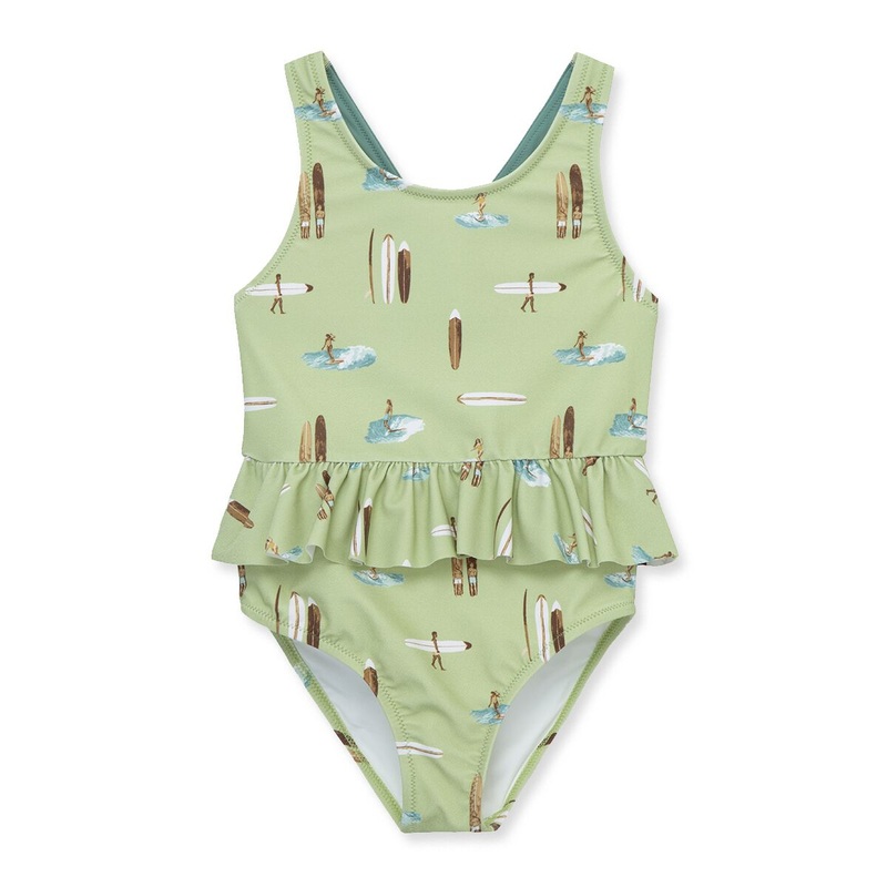 Milkbarn Ruffle Waist Suspender Swimsuit Summer Surf 12-18M