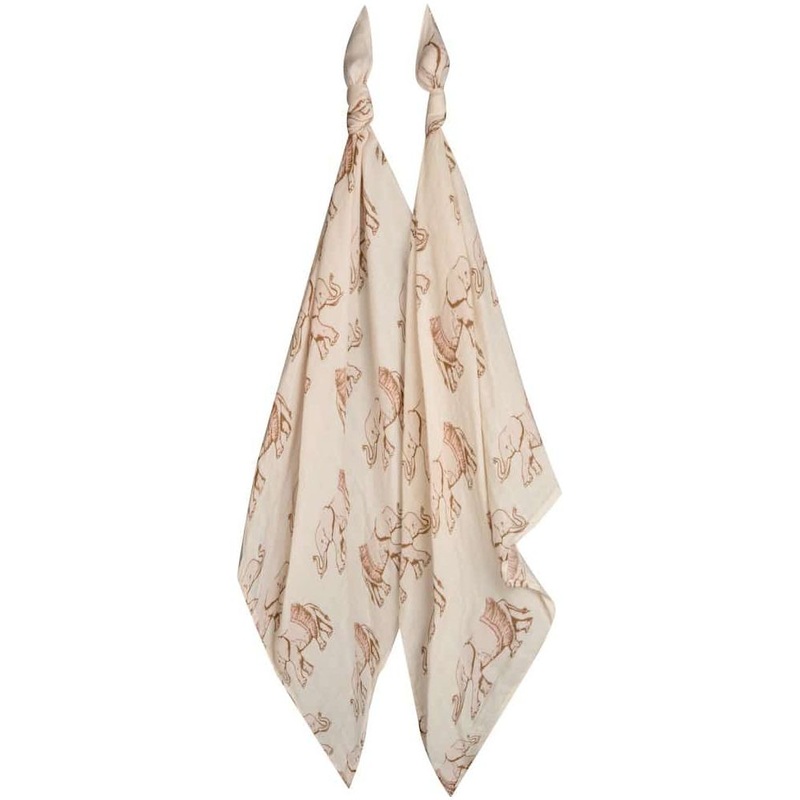 Milkbarn Tutu Elephant Bamboo Muslin Two-Piece Burp Cloth Set