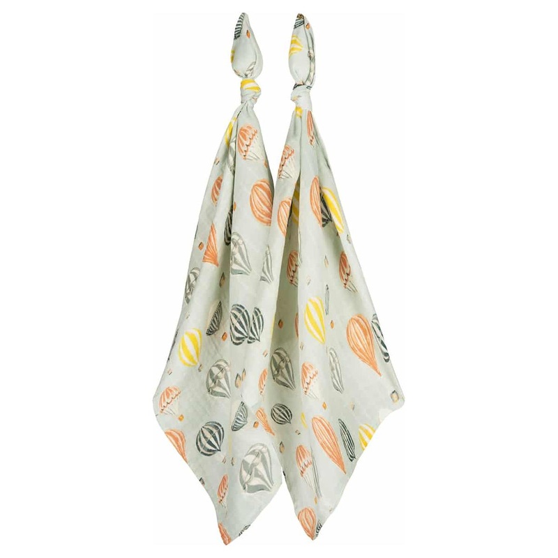 Milkbarn Vintage Balloons Organic Cotton Muslin Two-Piece Burp Cloth Set