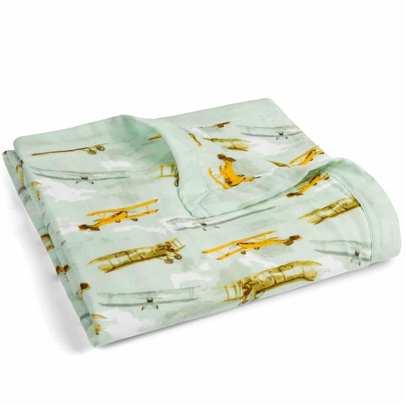 Milkbarn Vintage Planes Big Lovey Three-Layer Muslin Blanket
