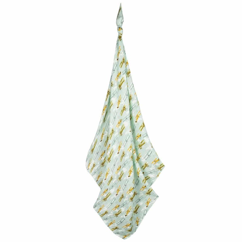 Milkbarn Vintage Planes Organic Cotton Muslin Swaddle Blanket