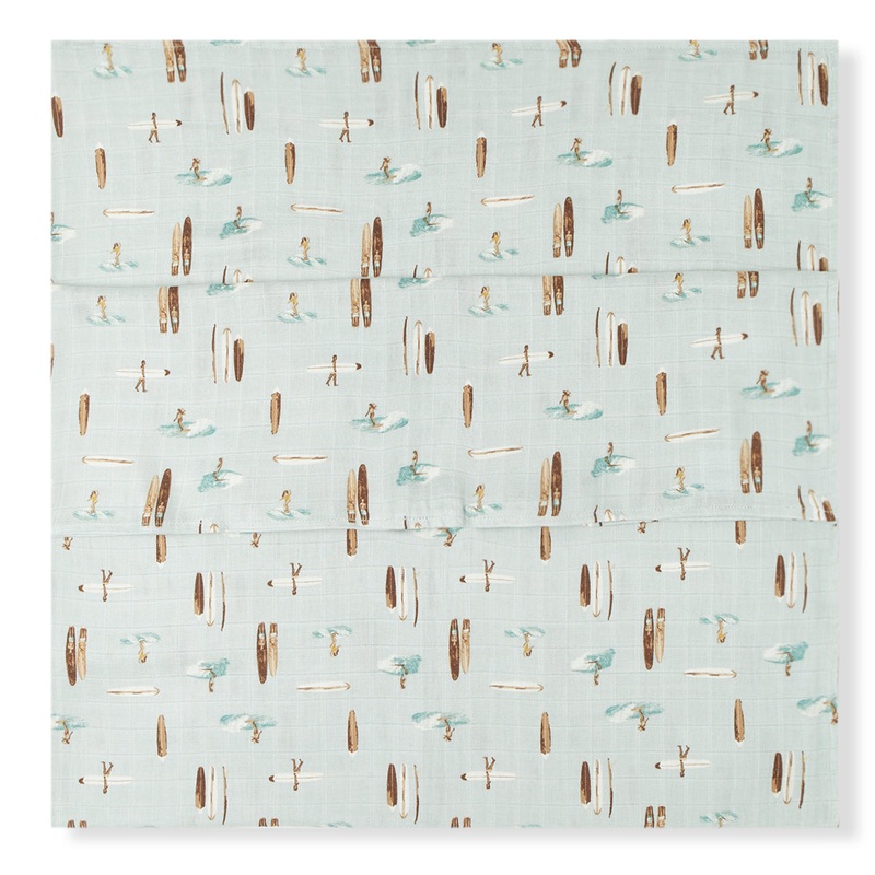 Milkbarn Vintage Surf Bamboo Muslin Swaddle Blanket
