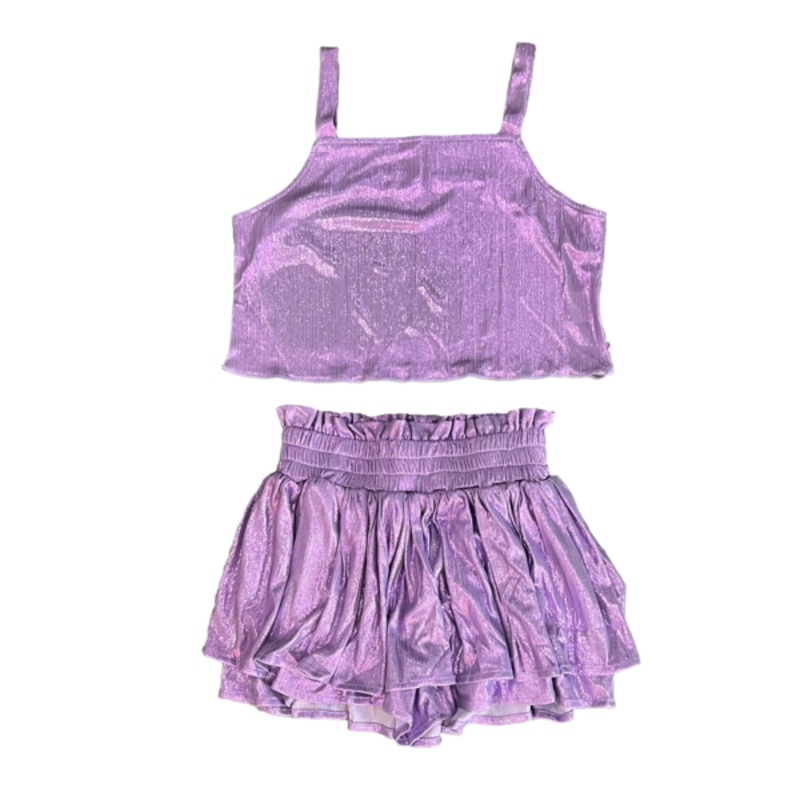 Tweenstyle By Stoopher Tank And Skort Plisse Shine Set, Purple, 4-6X 4-6X