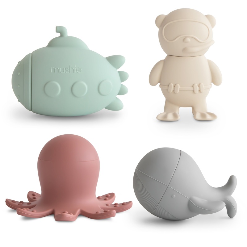 Mushie Sealife Mold Free Bath Play Set, 4 Pack