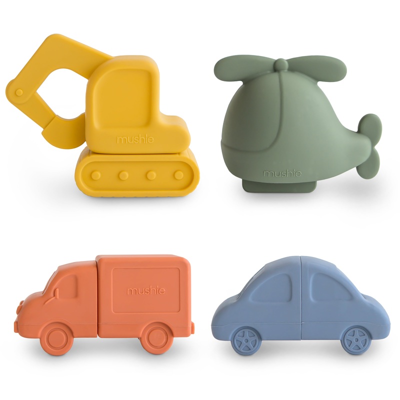 Mushie Vehicles Mold Free Bath Play Set, 4 Pack
