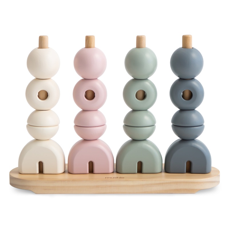 Mushie Wooden Multi Shape Stacker, Original Original