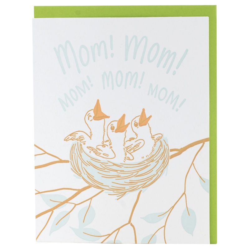 Smudge Ink Baby Birds Mom Card