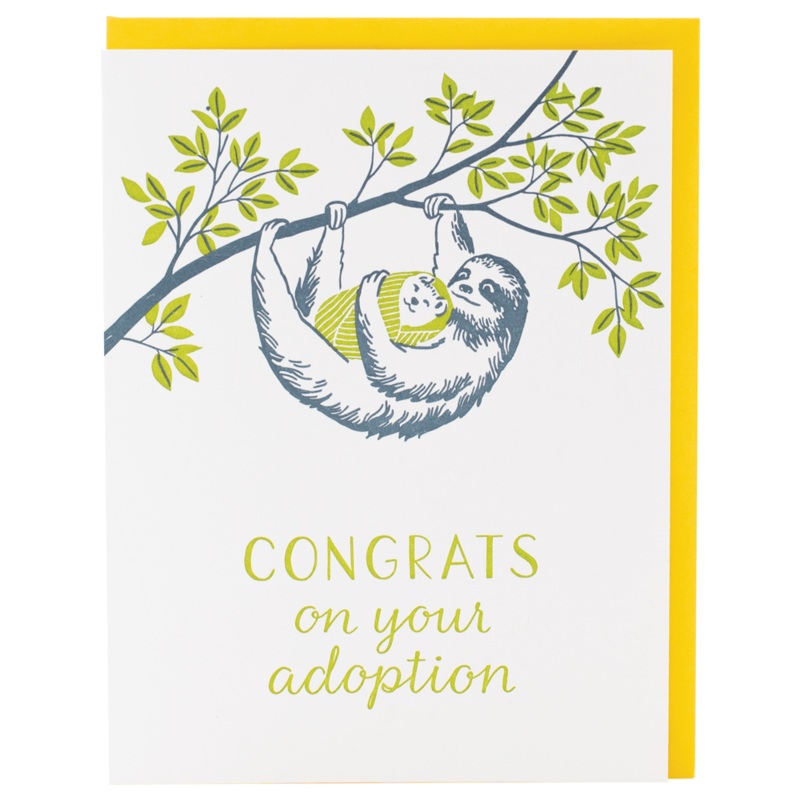 Smudge Ink Sloth Adoption Card