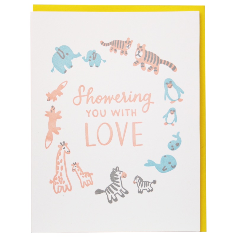 Smudge Ink Stuffed Animals Baby Card