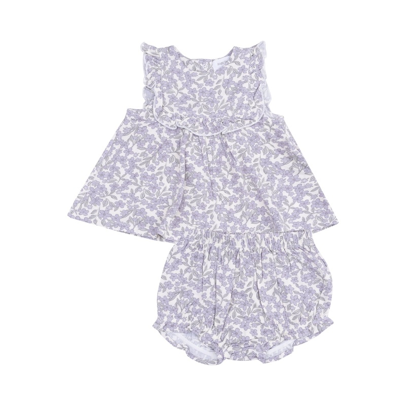 Angel Dear Forget Me Not Floral Ruffle Top & Bloomer 12-18M
