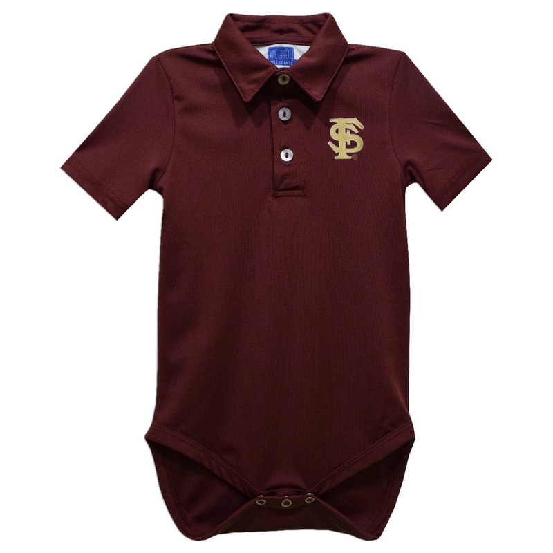 Vive La Fete Florida State Seminoles Embroidered Maroon Solid Polo Onesie 12M