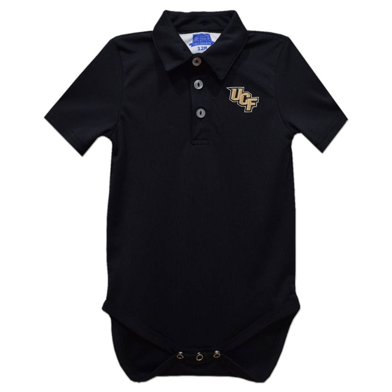 Vive La Fete UCF Knights Embroidered Black Solid Polo Onesie 6M