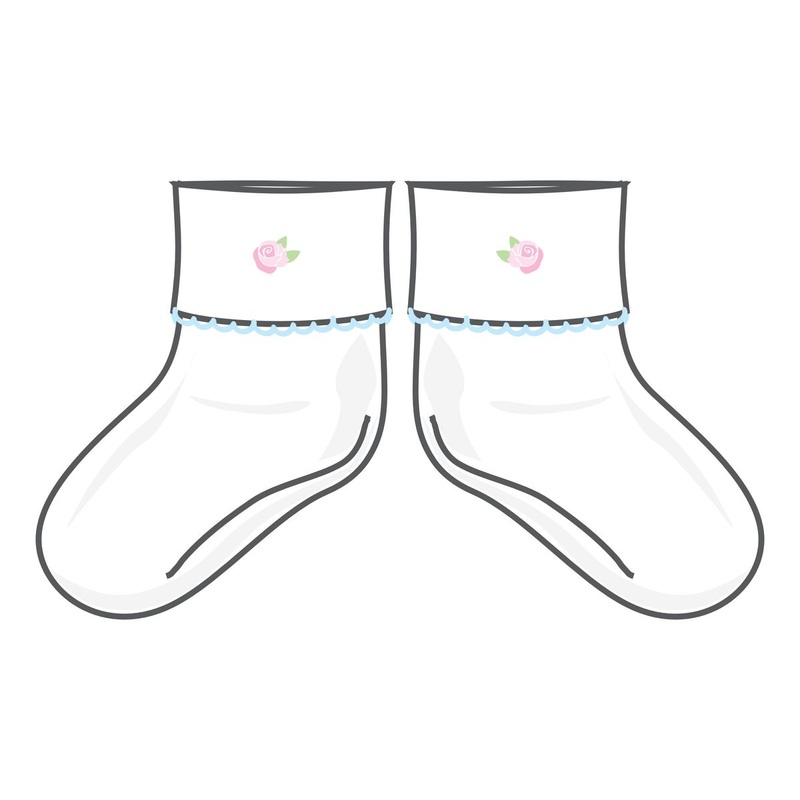 Magnolia Baby Charlotte'S Classics Sky Blue Embroidered Socks Newborn