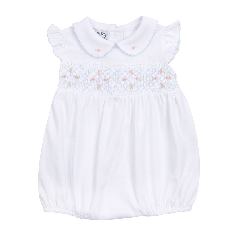 Magnolia Baby Charlotte'S Classics Sky Blue Smocked Collared Flutters Toddler Bubble 2T