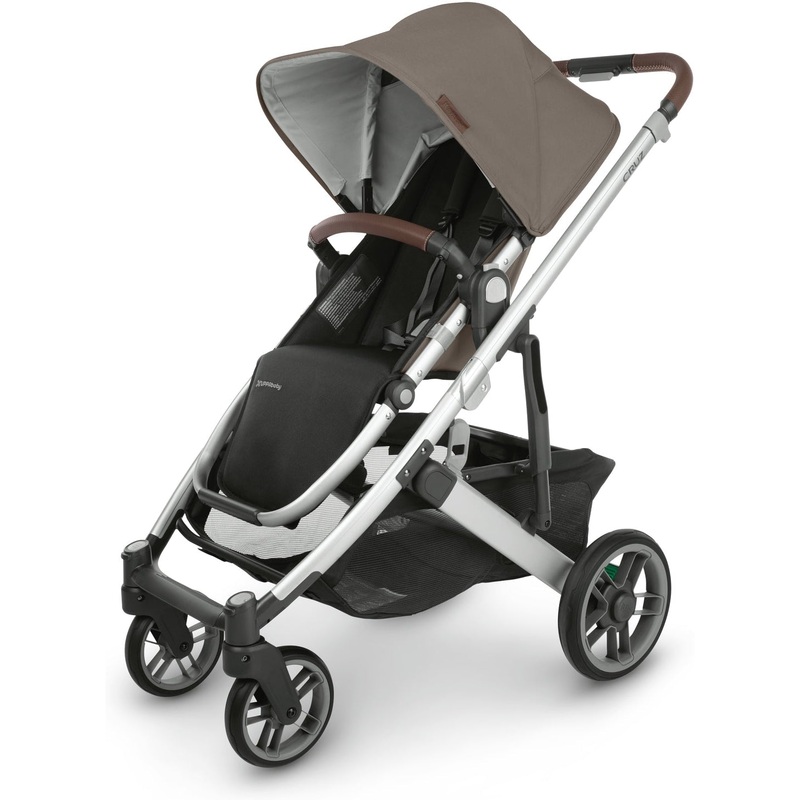 UPPAbaby Cruz V2 Stroller, Anthony- OPEN BOX Anthony (White & Grey Chenille | Carbon Frame | Chestnut Leather) OPEN BOX