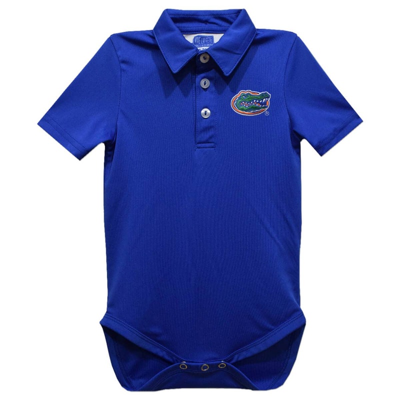 Vive La Fete Florida Gators Embroidered Royal Solid Knit Polo Onesie 6M