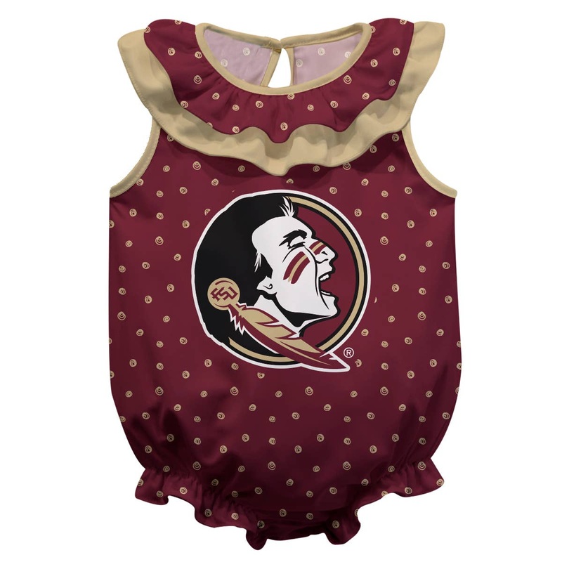 Vive La Fete FSU Seminoles Swirls Sleeveless Ruffle Onesie Logo Bodysuit 3M