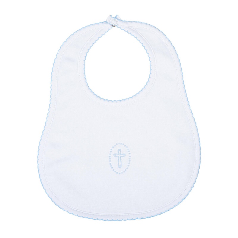 Magnolia Baby Blessed Blue Embroidered Bib, One Size
