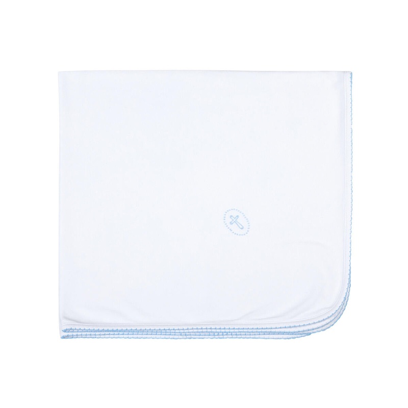 Magnolia Baby Blessed Blue Embroidered Receiving Blanket, One Size