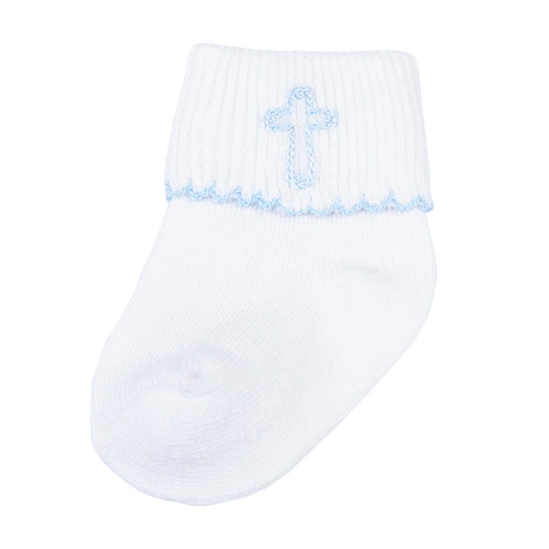 Magnolia Baby Blessed Blue Embroidered Socks Newborn
