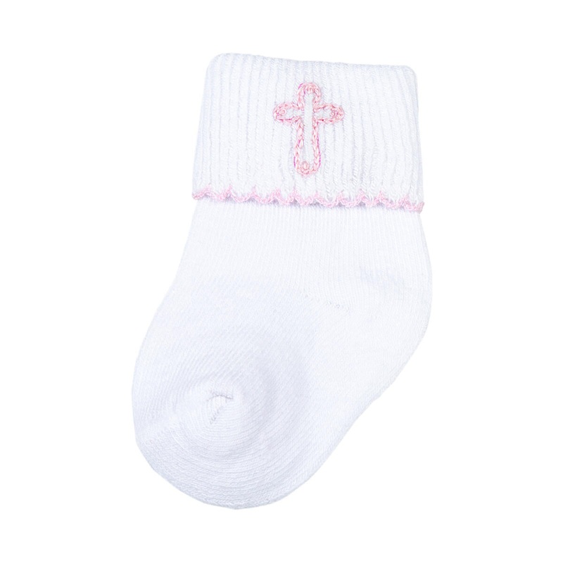 Magnolia Baby Blessed Pink Embroidered Socks Newborn