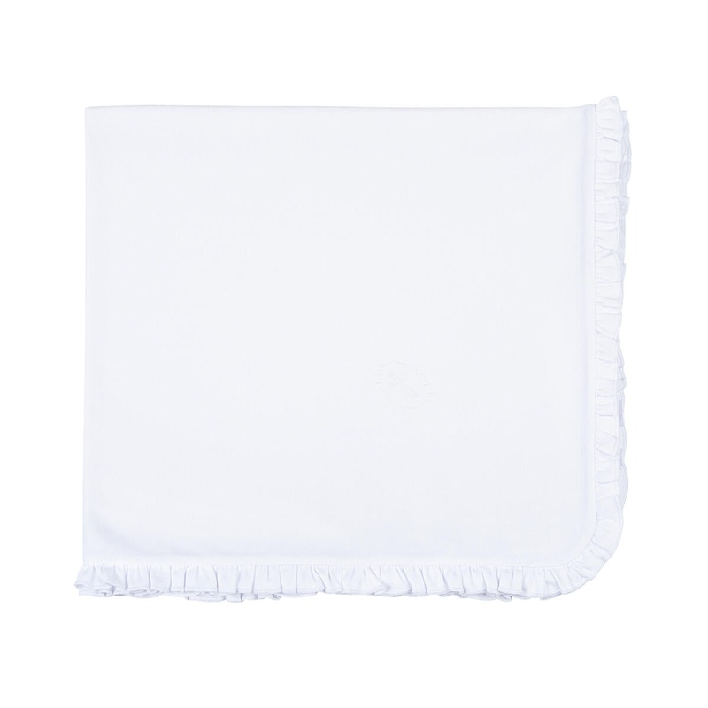 Magnolia Baby Blessed White Embroidered Ruffle Receiving Blanket, One Size